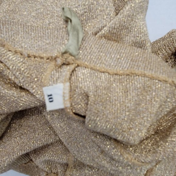 Vintage Jeri Jo New York Gold Metal thread Knit Top Long Maxi Skirt Hong Kong M - Picture 9 of 14